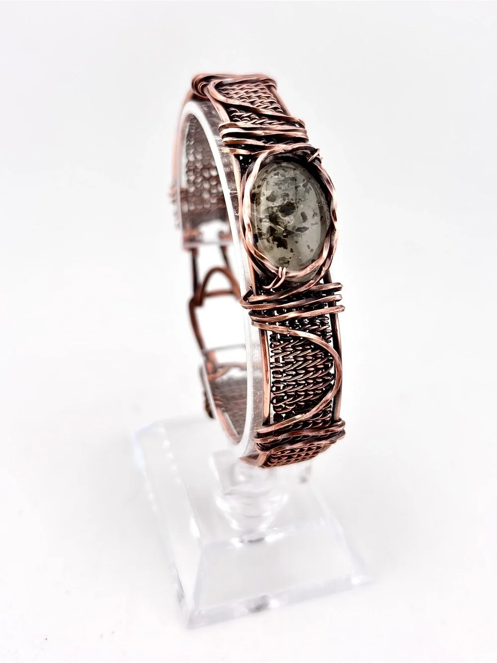 HANDMADE Quartz w/ Inclusions and Copper Wire Wrapped Statement Unisex Bracelet